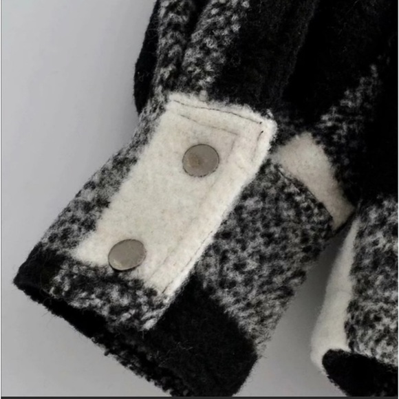 SALE BLACK/WHITE CHIC PLAID BOYFRIEND JACKET - Picture 5 of 8